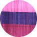 Round Abstract Purple Contemporary Rug, con340pur