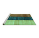 Sideview of Machine Washable Abstract Turquoise Contemporary Area Rugs, wshcon340turq