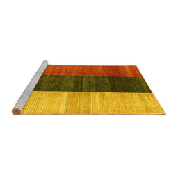 Sideview of Machine Washable Abstract Yellow Contemporary Rug, wshcon340yw
