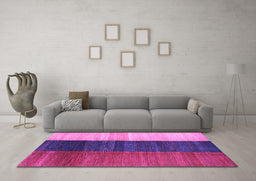 Machine Washable Abstract Purple Contemporary Area Rugs in a Living Room, wshcon340pur
