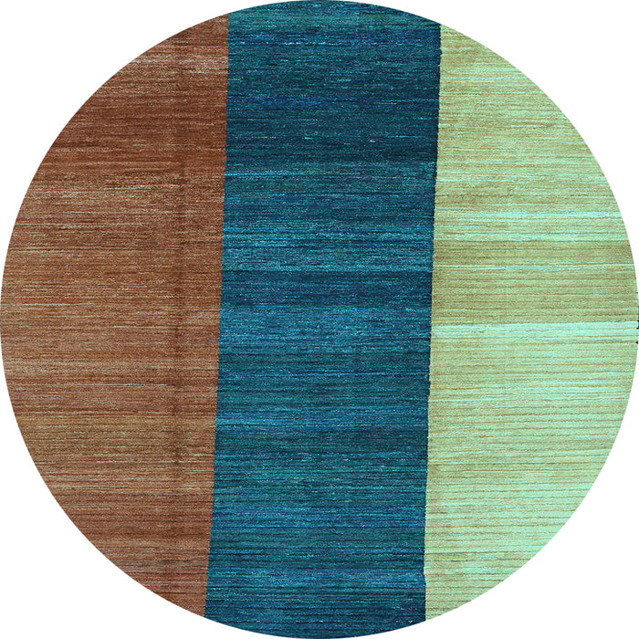 Round Abstract Light Blue Contemporary Rug, con340lblu