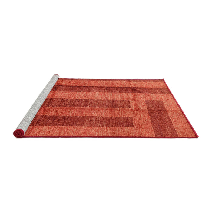 Serging Thickness of Machine Washable Contemporary Orange Red Rug, wshcon341