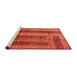 Serging Thickness of Machine Washable Contemporary Orange Red Rug, wshcon341