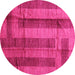Round Machine Washable Abstract Pink Contemporary Rug, wshcon341pnk