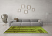 Machine Washable Abstract Green Contemporary Area Rugs in a Living Room,, wshcon341grn
