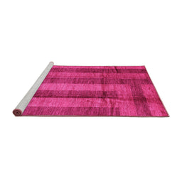 Sideview of Machine Washable Abstract Pink Contemporary Rug, wshcon341pnk