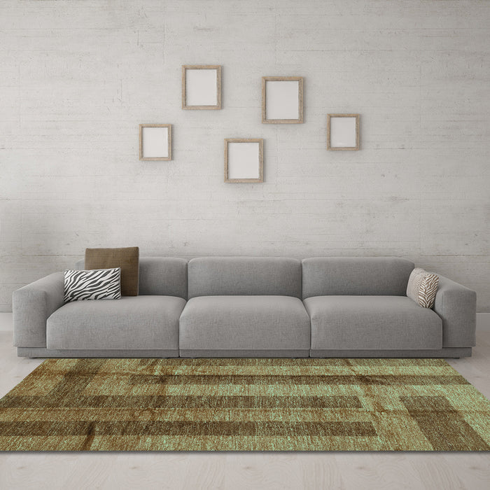 Machine Washable Abstract Turquoise Contemporary Area Rugs in a Living Room,, wshcon341turq
