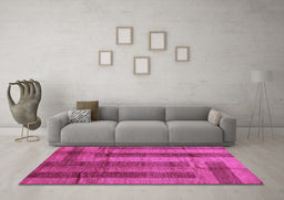 Machine Washable Abstract Purple Contemporary Area Rugs in a Living Room, wshcon341pur