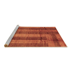 Sideview of Machine Washable Abstract Brown Contemporary Rug, wshcon341brn