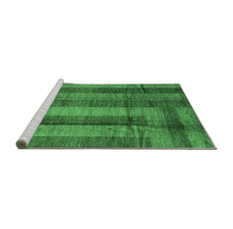 Sideview of Machine Washable Abstract Emerald Green Contemporary Area Rugs, wshcon341emgrn