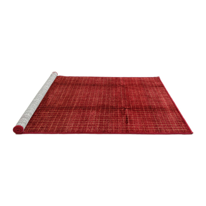 Serging Thickness of Machine Washable Contemporary Fire Red Rug, wshcon342