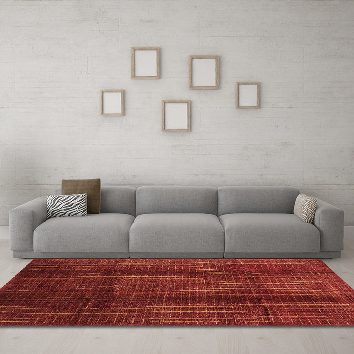 Machine Washable Abstract Brown Contemporary Rug in a Living Room,, wshcon342brn