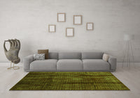 Machine Washable Abstract Green Contemporary Rug, wshcon342grn