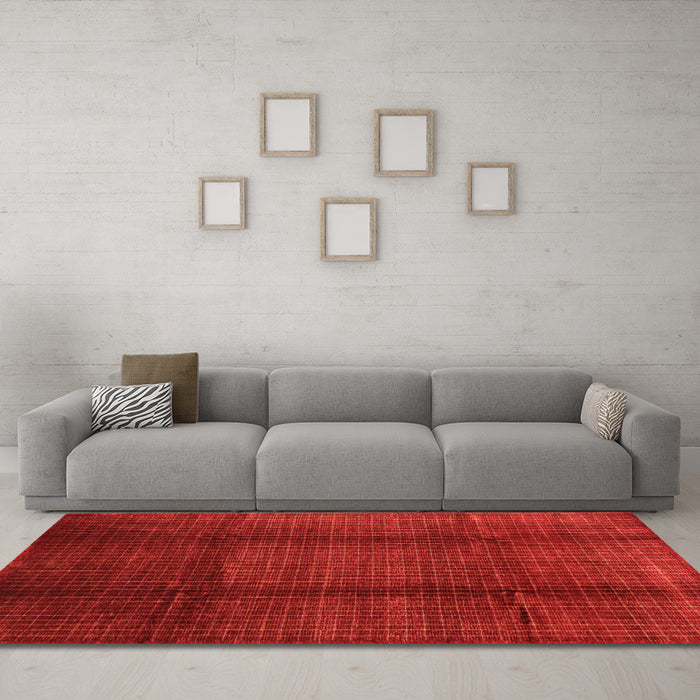 Machine Washable Abstract Orange Contemporary Area Rugs in a Living Room, wshcon342org