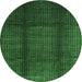 Round Abstract Emerald Green Contemporary Rug, con342emgrn