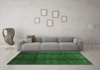 Machine Washable Abstract Emerald Green Contemporary Rug, wshcon342emgrn