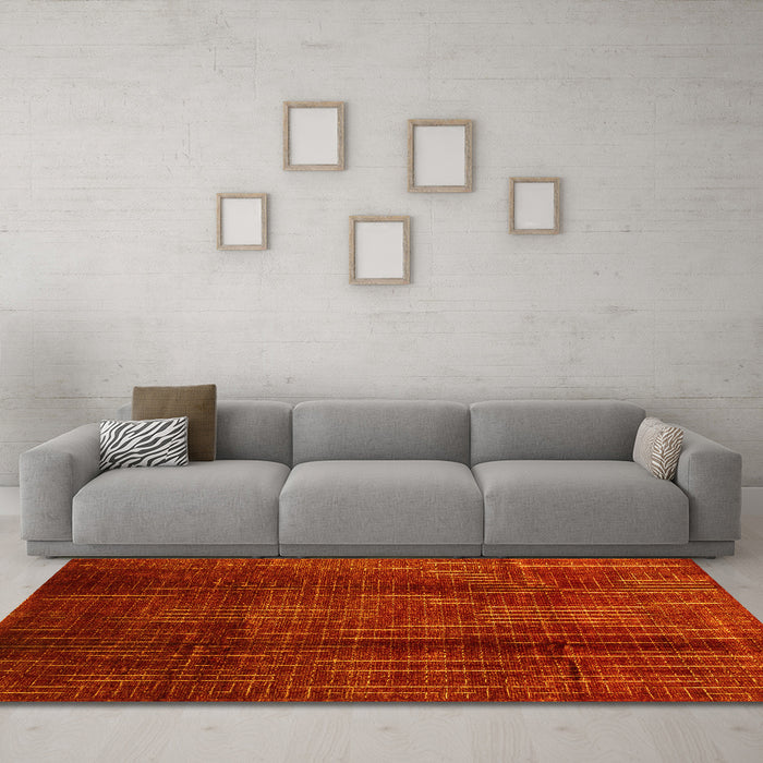 Machine Washable Abstract Yellow Contemporary Rug in a Living Room, wshcon342yw