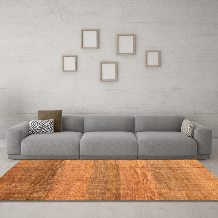 Machine Washable Abstract Orange Contemporary Area Rugs in a Living Room, wshcon343org