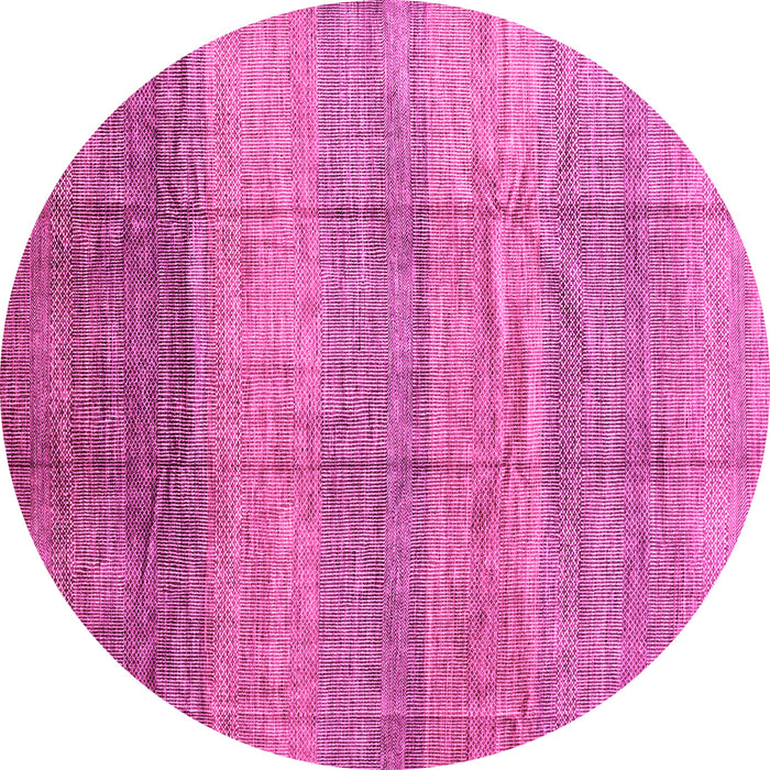 Round Machine Washable Abstract Pink Contemporary Rug, wshcon343pnk