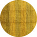 Round Abstract Yellow Contemporary Rug, con343yw