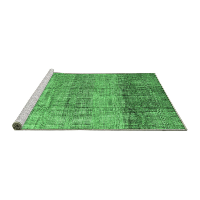 Sideview of Machine Washable Abstract Emerald Green Contemporary Area Rugs, wshcon343emgrn