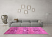 Machine Washable Abstract Pink Contemporary Rug in a Living Room, wshcon343pnk