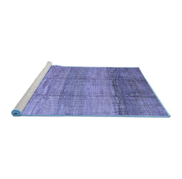 Sideview of Machine Washable Abstract Blue Contemporary Rug, wshcon343blu