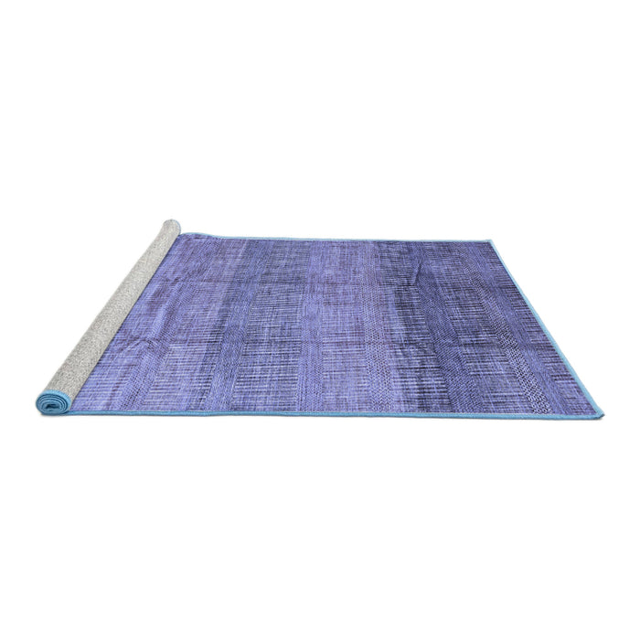 Sideview of Machine Washable Abstract Blue Contemporary Rug, wshcon343blu
