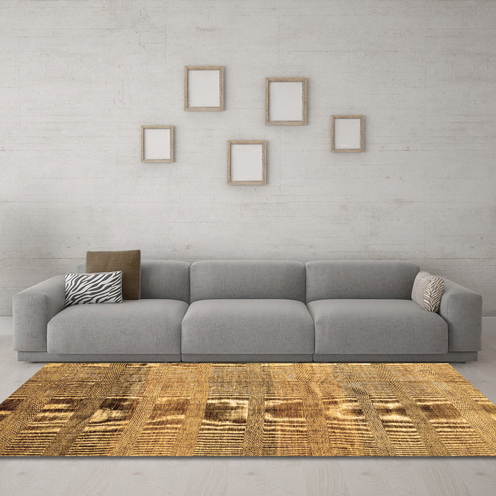 Machine Washable Abstract Brown Contemporary Rug in a Living Room,, wshcon343brn