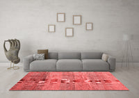 Machine Washable Abstract Red Contemporary Rug, wshcon343red