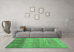 Machine Washable Abstract Emerald Green Contemporary Area Rugs in a Living Room,, wshcon343emgrn