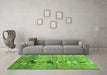 Machine Washable Abstract Green Contemporary Area Rugs in a Living Room,, wshcon343grn