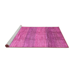 Sideview of Machine Washable Abstract Pink Contemporary Rug, wshcon343pnk