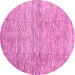 Round Machine Washable Abstract Pink Contemporary Rug, wshcon344pnk