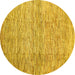 Round Machine Washable Abstract Yellow Contemporary Rug, wshcon344yw