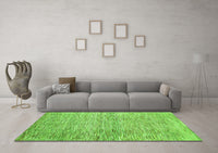 Machine Washable Abstract Green Contemporary Rug, wshcon344grn