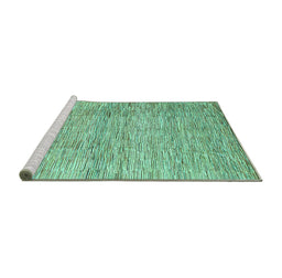Sideview of Machine Washable Abstract Turquoise Contemporary Area Rugs, wshcon344turq