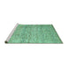 Sideview of Machine Washable Abstract Turquoise Contemporary Area Rugs, wshcon344turq