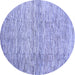 Round Abstract Blue Contemporary Rug, con344blu