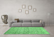 Machine Washable Abstract Emerald Green Contemporary Area Rugs in a Living Room,, wshcon344emgrn