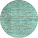 Round Abstract Light Blue Contemporary Rug, con344lblu