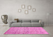 Machine Washable Abstract Pink Contemporary Rug in a Living Room, wshcon344pnk