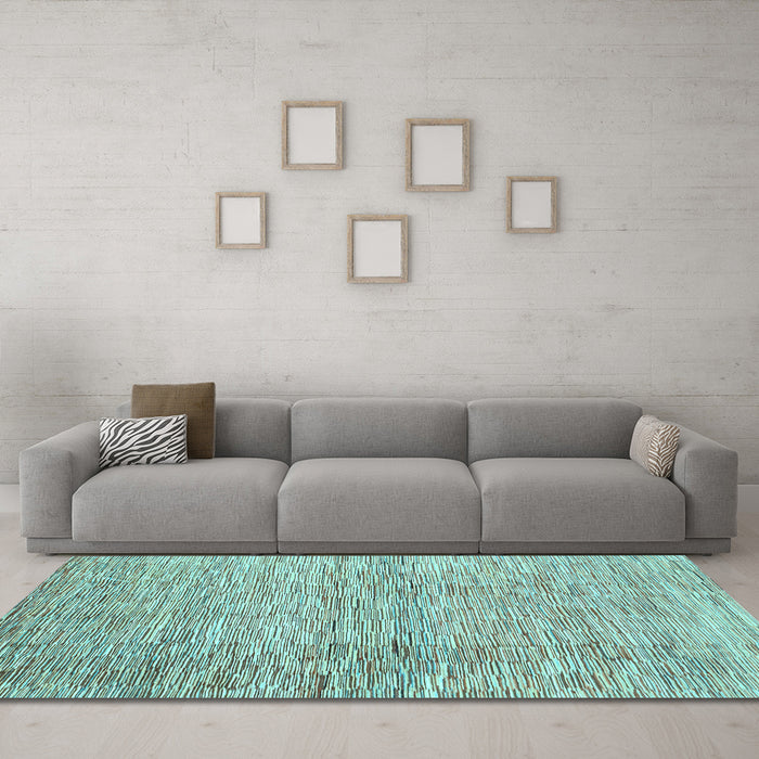 Machine Washable Abstract Light Blue Contemporary Rug in a Living Room, wshcon344lblu