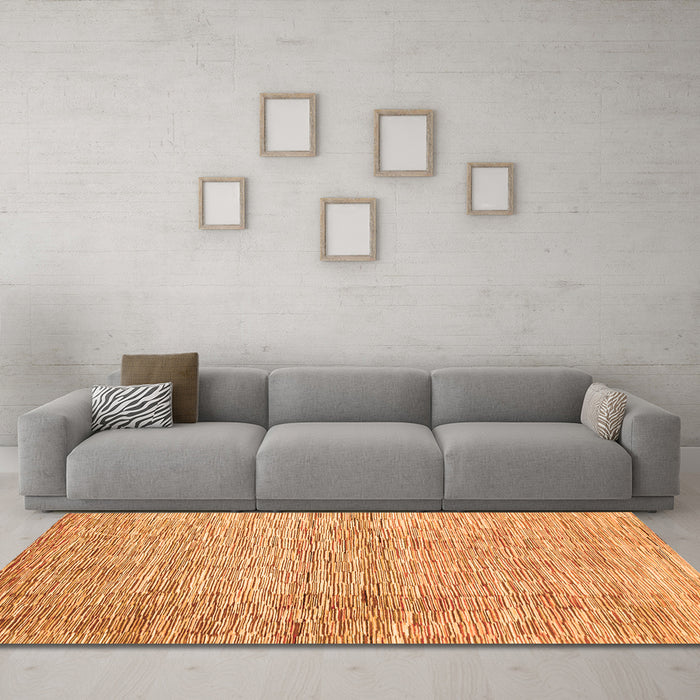 Machine Washable Abstract Orange Contemporary Area Rugs in a Living Room, wshcon344org