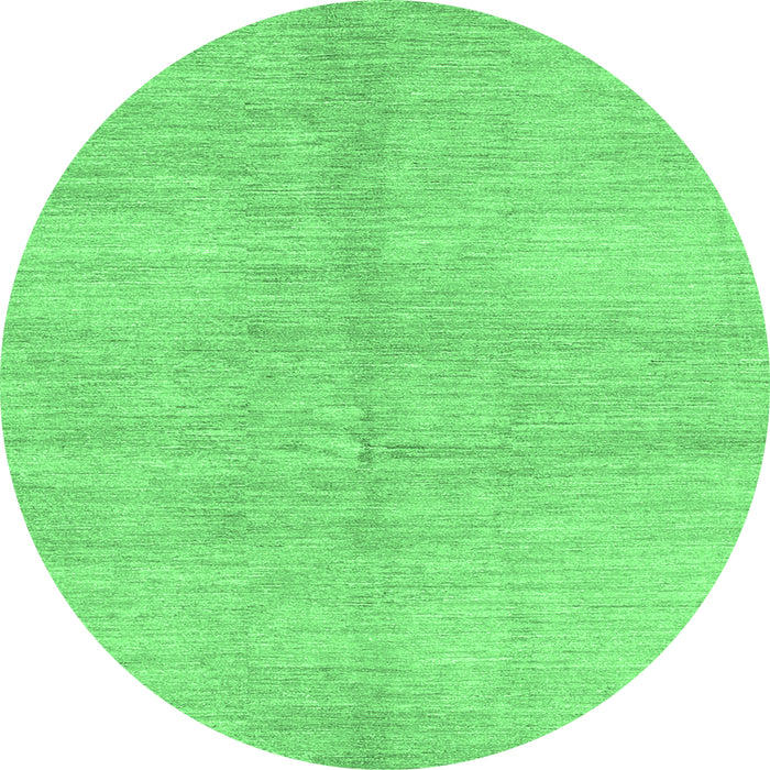 Round Machine Washable Abstract Emerald Green Contemporary Area Rugs, wshcon345emgrn