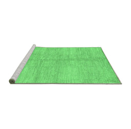 Sideview of Machine Washable Abstract Emerald Green Contemporary Area Rugs, wshcon345emgrn
