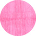 Round Abstract Pink Contemporary Rug, con345pnk