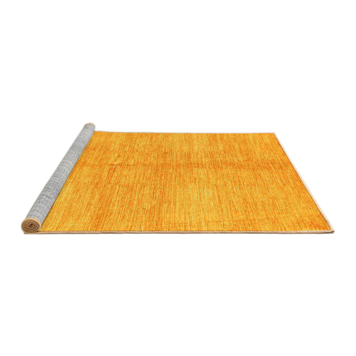 Sideview of Machine Washable Abstract Yellow Contemporary Rug, wshcon345yw
