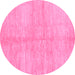 Round Machine Washable Abstract Pink Contemporary Rug, wshcon345pnk