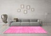 Machine Washable Abstract Pink Contemporary Rug in a Living Room, wshcon345pnk